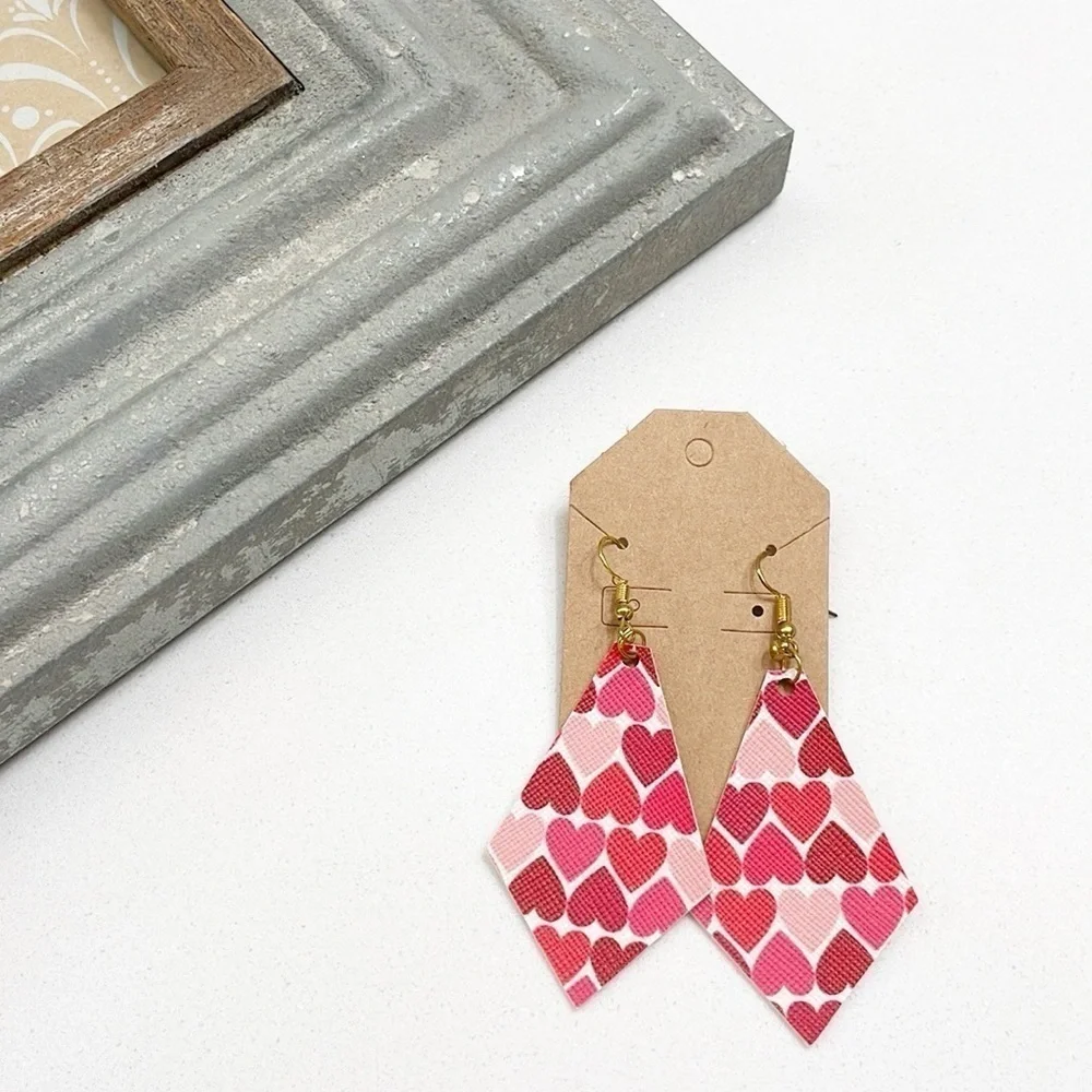 Heart print hand made earrings